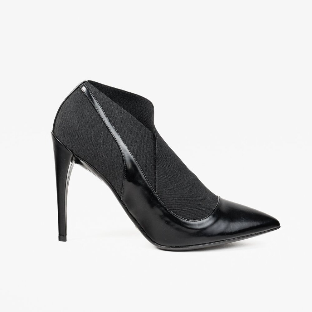 Christian Dior Black Leather Elastic Wrap Pointed Toe Stiletto Bootie